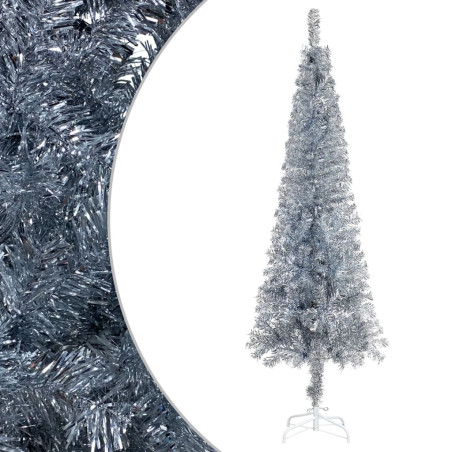 Kalėdų eglutė su LED ir žaisliukų rinkiniu, sidabrinė, 210cm