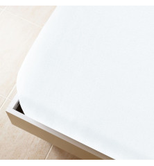 Trikotažinė paklodė su guma, balta, 90x200cm, medvilnė