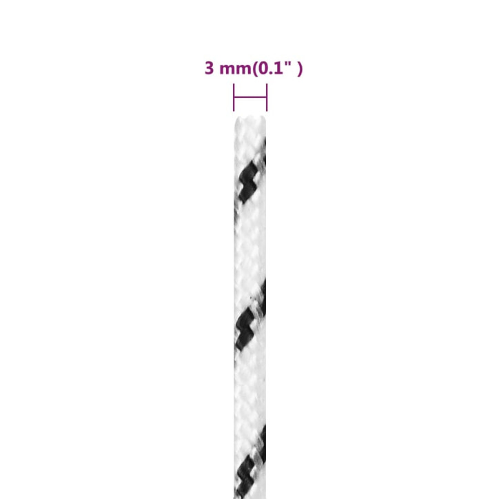 Pinta valties virvė, baltos spalvos, 3mmx250m, poliesteris