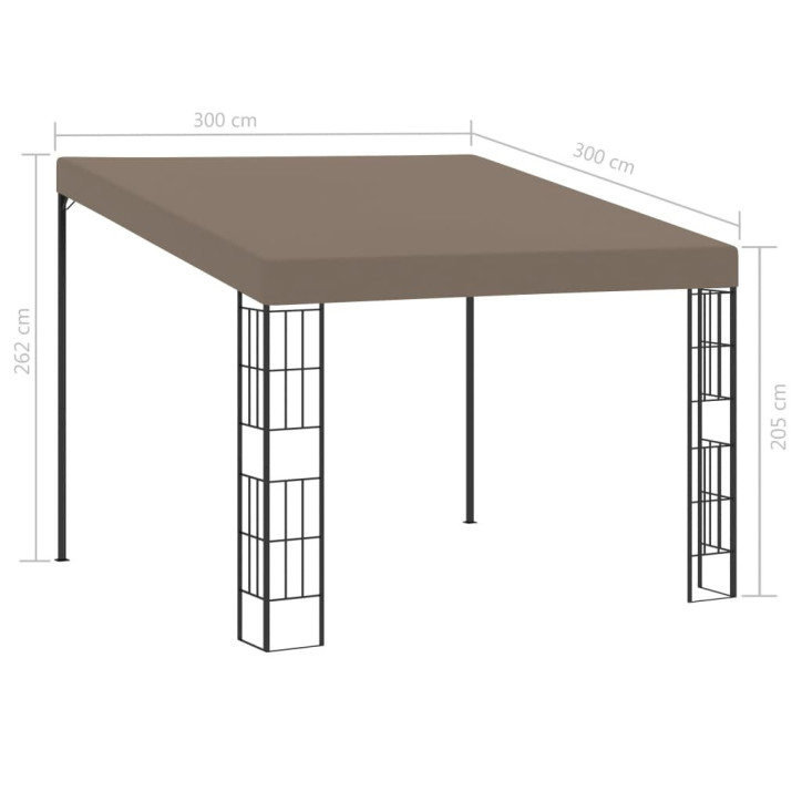 Prie sienos montuojama pavėsinė, taupe spalvos, 3x3m, audinys