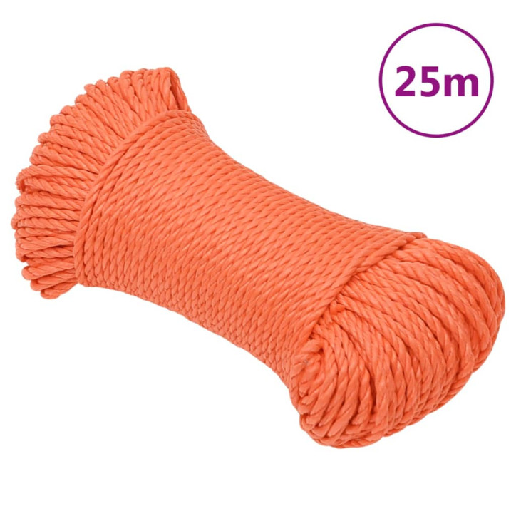 Darbo virvė, oranžinės spalvos, 6mm, 25m, polipropilenas