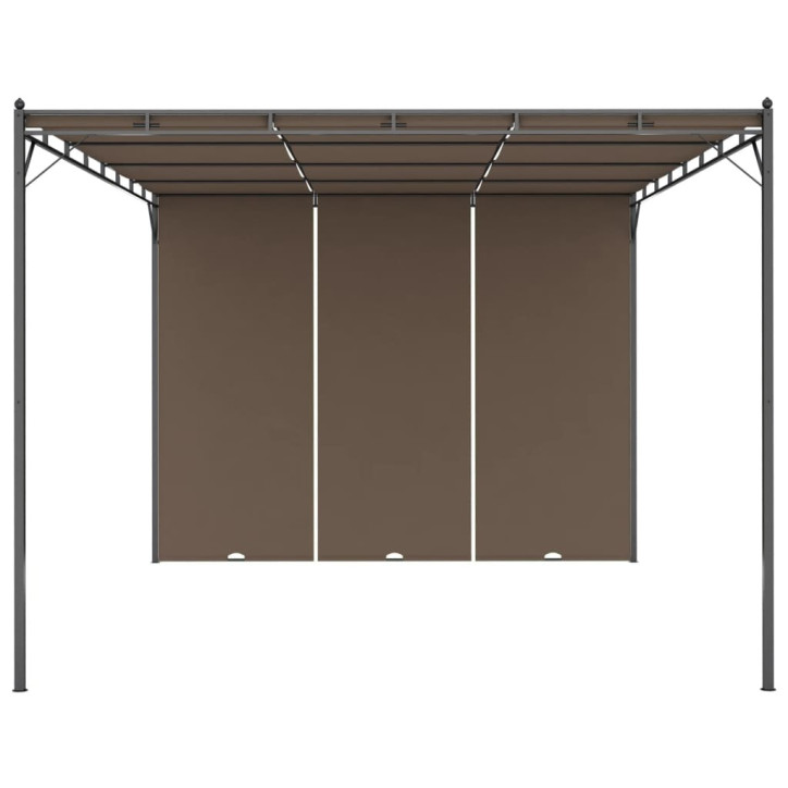 Sodo pavėsinė su šonine užuolaida, taupe spalvos, 4x3x2,25m