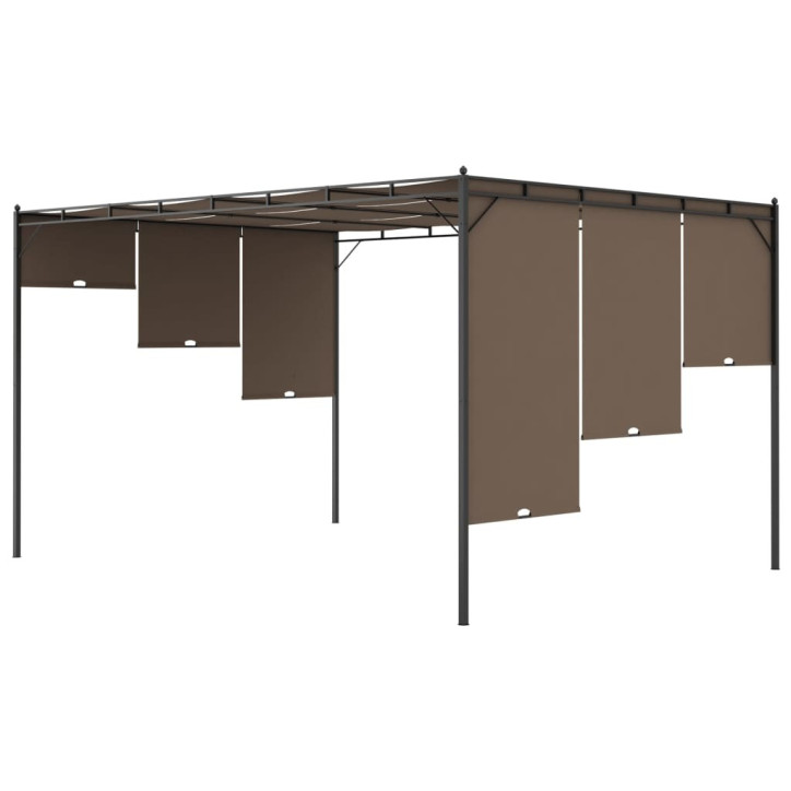 Sodo pavėsinė su šonine užuolaida, taupe spalvos, 4x3x2,25m