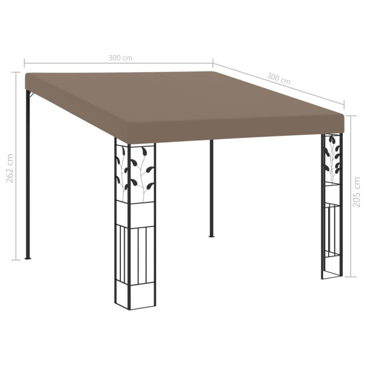 Prie sienos montuojama pavėsinė, taupe spalvos, 3x3x2,5m