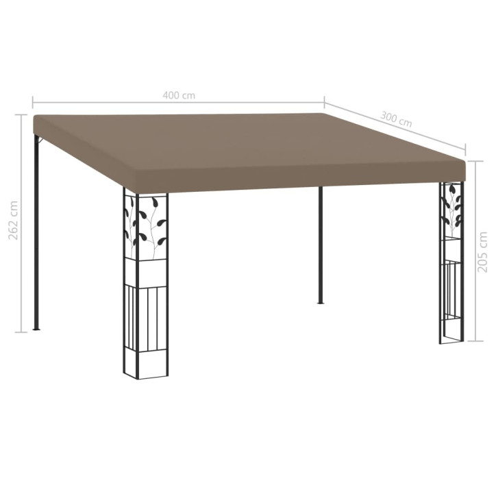 Prie sienos montuojama pavėsinė, taupe spalvos, 4x3x2,5m