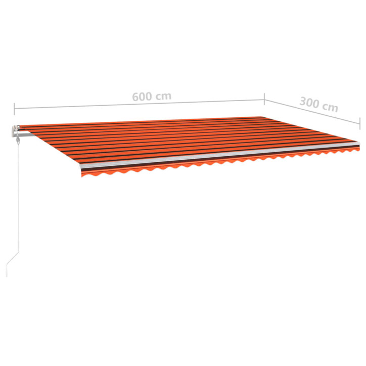 Rankiniu būdu ištraukiama markizė, oranžinė ir ruda, 6x3m