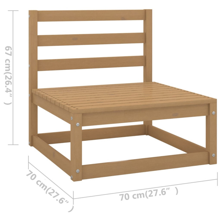 Keturvietė sodo sofa, medaus rudos spalvos, pušies masyvas