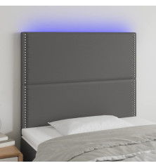 Galvūgalis su LED, pilkas, 100x5x118/128cm, dirbtinė oda