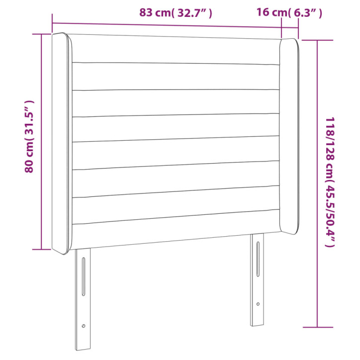 Galvūgalis su LED, tamsiai žalias, 83x16x118/128cm, aksomas