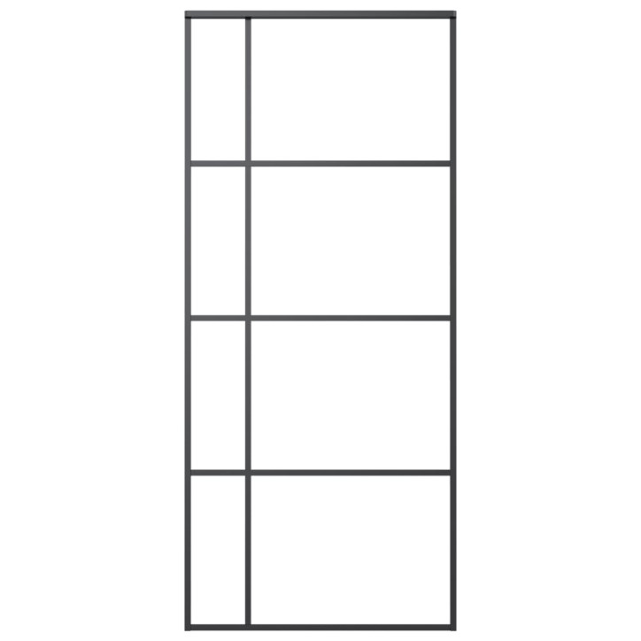Stumdomos durys, juodos, 90x205cm, ESG stiklas ir aliuminis