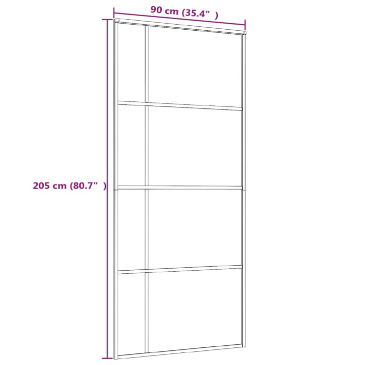 Stumdomos durys, juodos, 90x205cm, ESG stiklas ir aliuminis