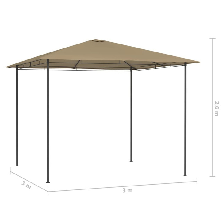 Pavėsinė, taupe spalvos, 3x3x2,6m, 160g/m²