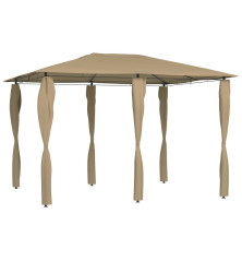 Pavėsinė su stulpų uždangalais, taupe, 3x4x2,6m, 160g/m²