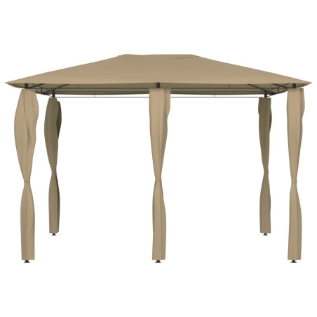 Pavėsinė su stulpų uždangalais, taupe, 3x4x2,6m, 160g/m²