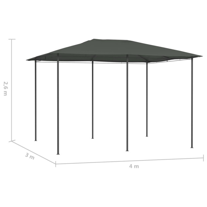 Pavėsinė, antracito spalvos, 3x4x2,6m, 160g/m²