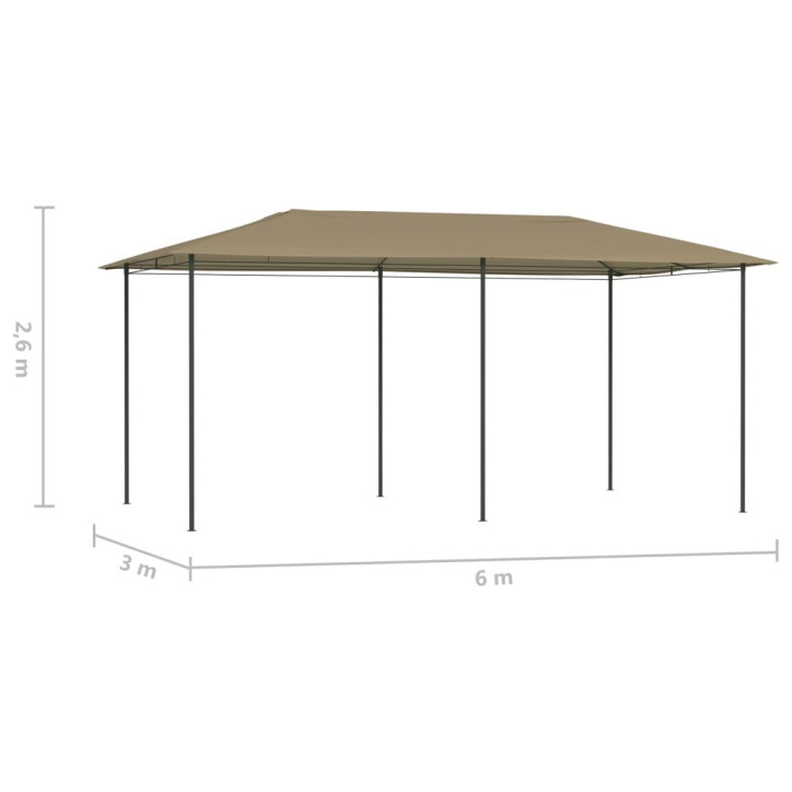 Pavėsinė, taupe spalvos, 3x6x2,6m, 160g/m²