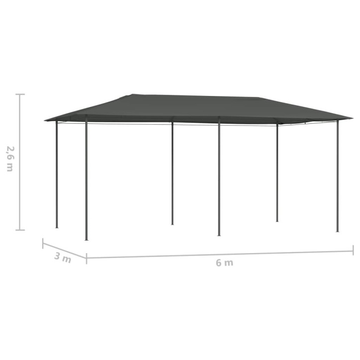 Pavėsinė, antracito spalvos, 3x6x2,6m, 160g/m²