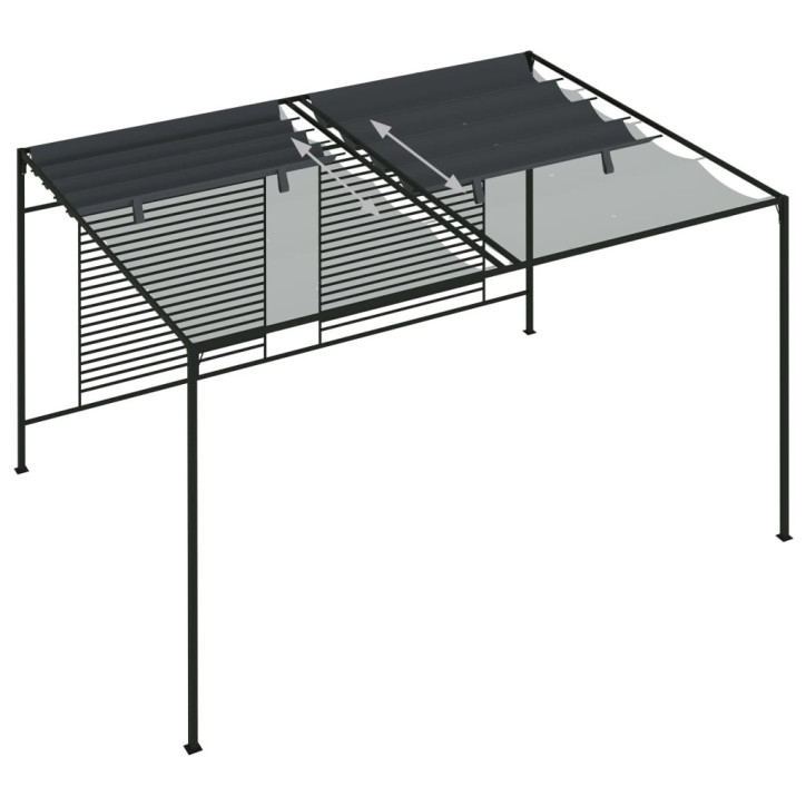 Pavėsinė su įtraukiamu stogu, antracito, 4x3x2,3m, 180g/m²