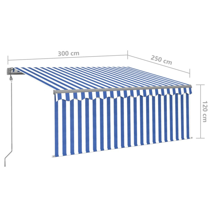 Automatiniu būdu ištraukiama markizė, mėlyna ir balta, 3x2,5m