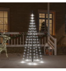 Kalėdų eglutė ant vėliavos stiebo, 180cm, 108 šaltos baltos LED