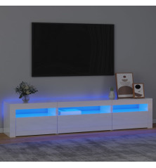 TV spintelė su LED apšvietimu, balta, 195x35x40cm, blizgi