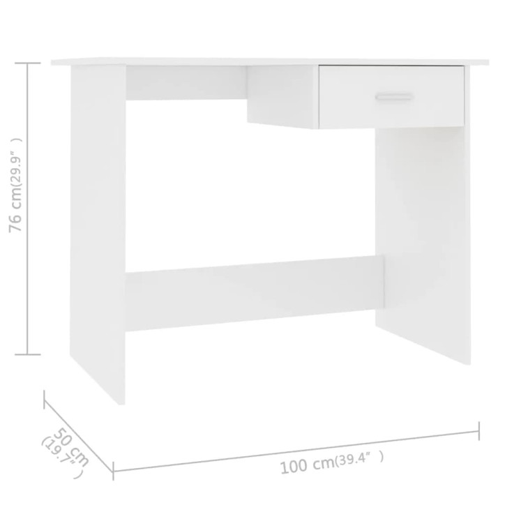 Rašomasis stalas, baltos spalvos, 100x50x76cm, MDP