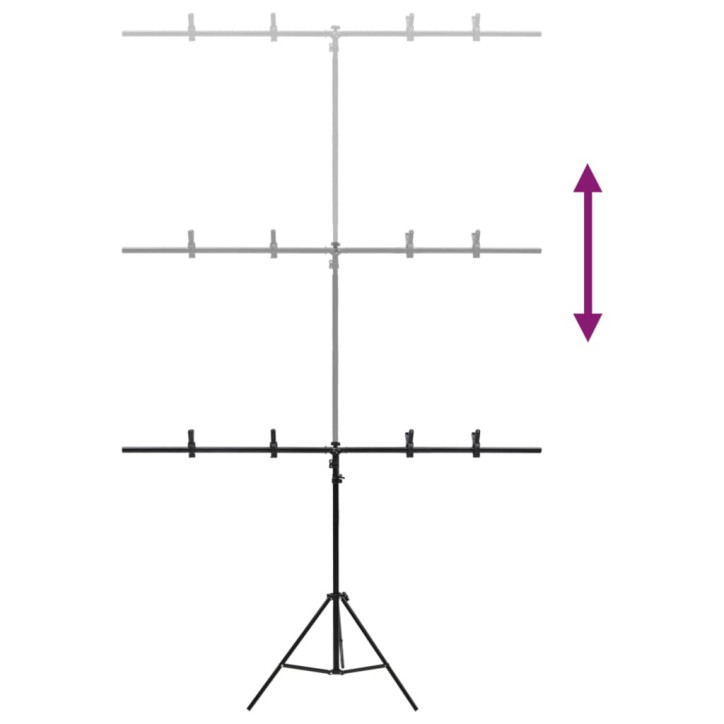 Stovas fonui, juodos spalvos, 151x60x(70–200)cm, T formos