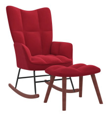 Supama kėdė su pakoja, raudonojo vyno spalvos, aksomas
