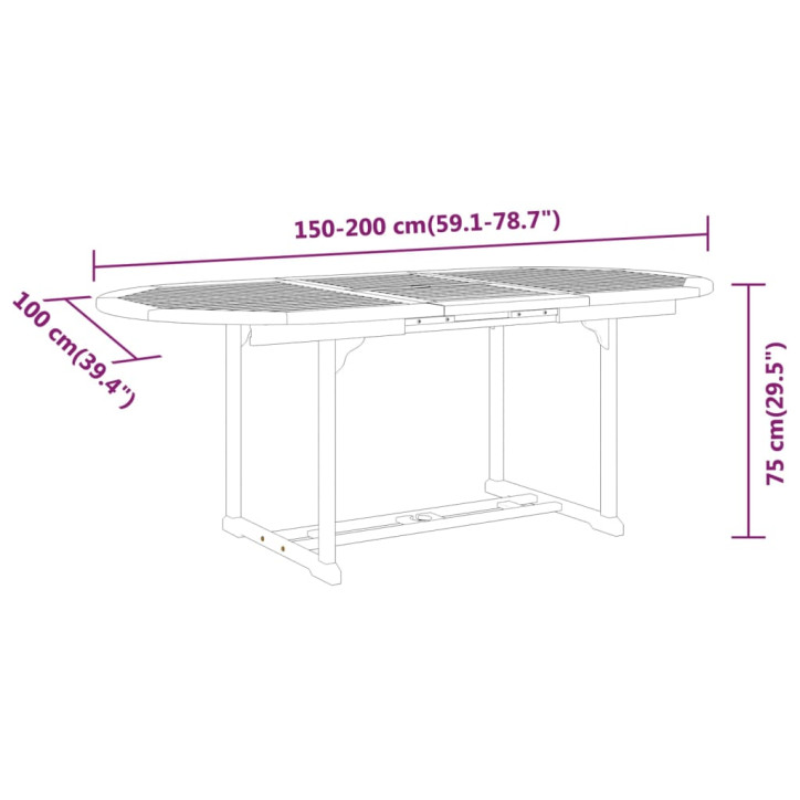 Sodo stalas, 200x100x75cm, eukalipto medienos masyvas