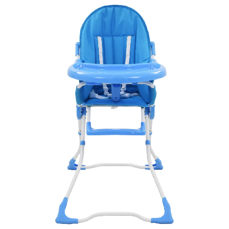 Aukšta maitinimo kėdutė, mėlynos ir baltos spalvos