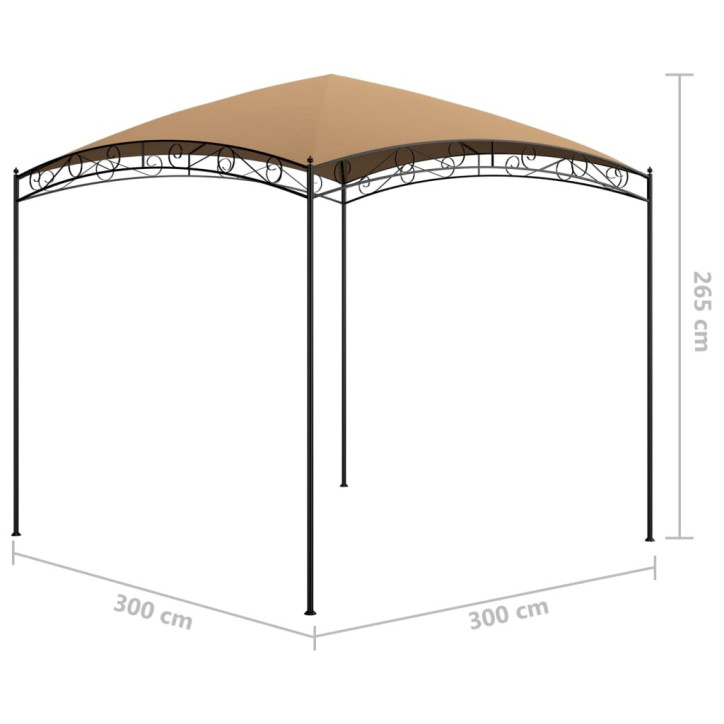 Pavėsinė, taupe spalvos, 3x3x2,65m, 180 g/m²