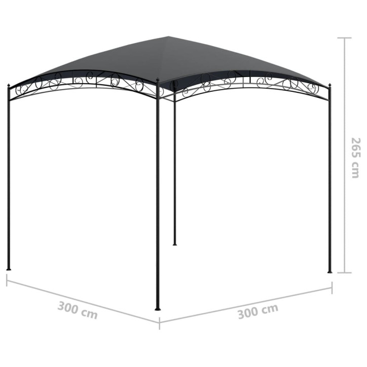 Pavėsinė, antracito spalvos, 3x3x2,65m, 180 g/m²