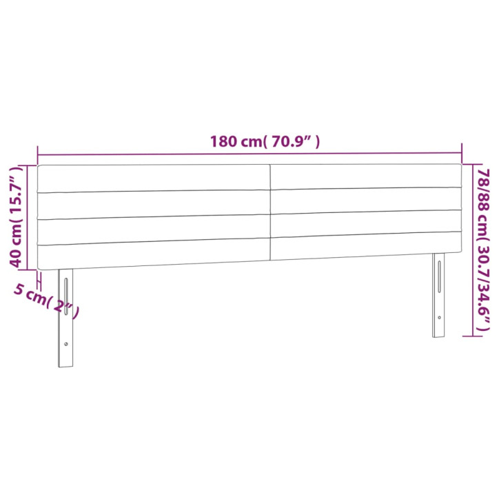 Galvūgalis su LED, tamsiai pilkas, 180x5x78/88cm, aksomas