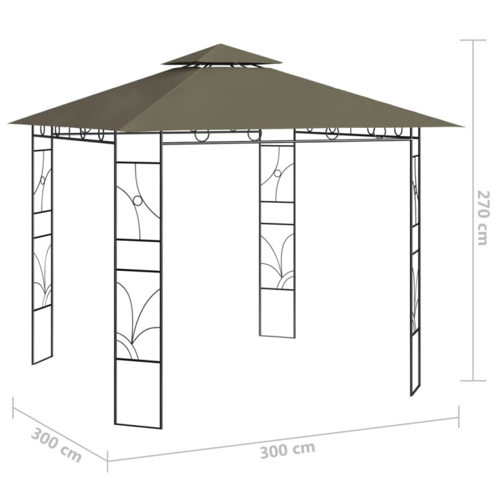 Pavėsinė, taupe spalvos, 3x3x2,7m, 160g/m²