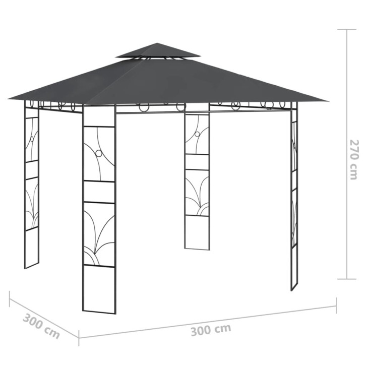 Pavėsinė, antracito spalvos, 3x3x2,7m, 160g/m²