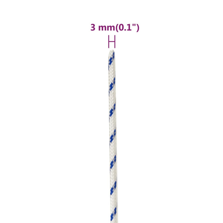 Valties virvė, baltos spalvos, 3mm, 25m, polipropilenas