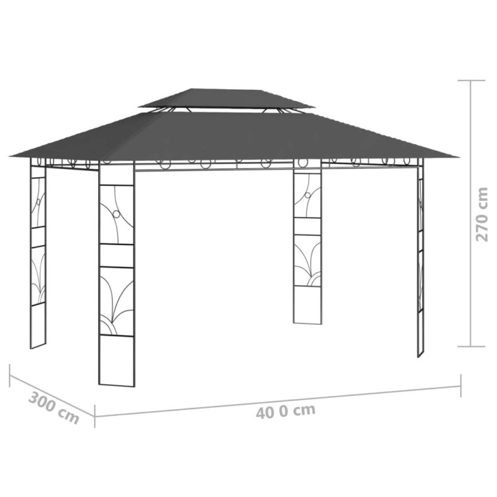 Pavėsinė, antracito spalvos, 4x3x2,7m, 160g/m²