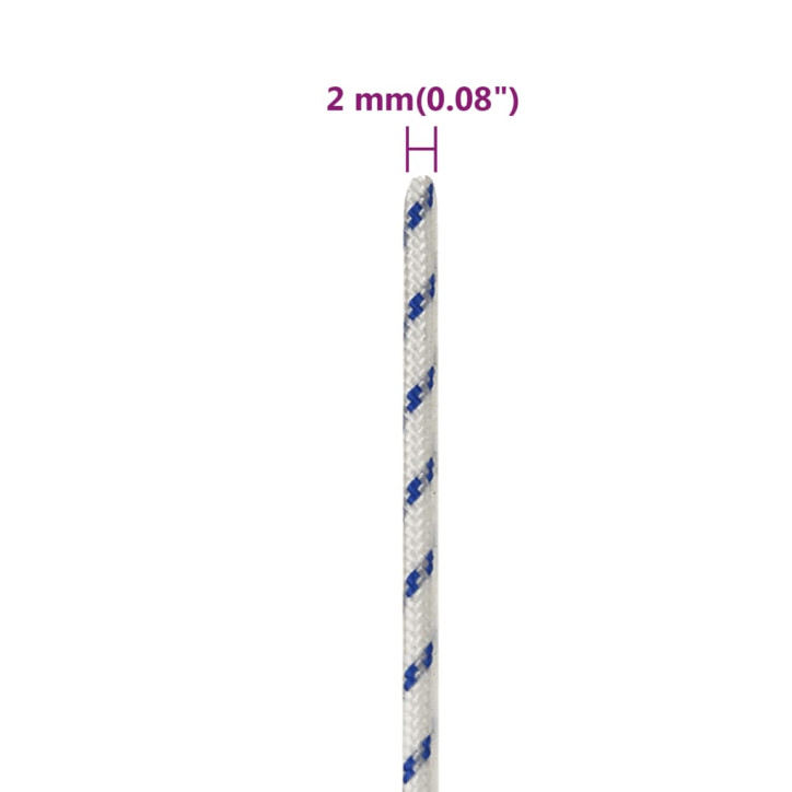 Valties virvė, baltos spalvos, 2mm, 250m, polipropilenas