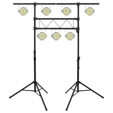 Apšvietimo stovas, juodos spalvos, 238x115x(180–300)cm, plienas