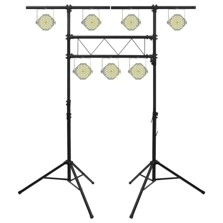 Apšvietimo stovas, juodos spalvos, 238x115x(180–300)cm, plienas