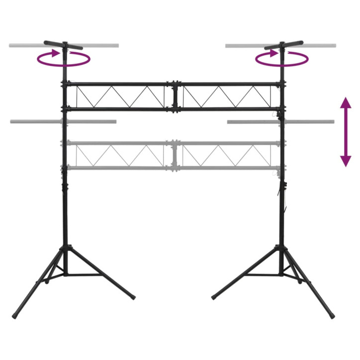 Apšvietimo stovas, juodos spalvos, 338x115x(180–300)cm, plienas