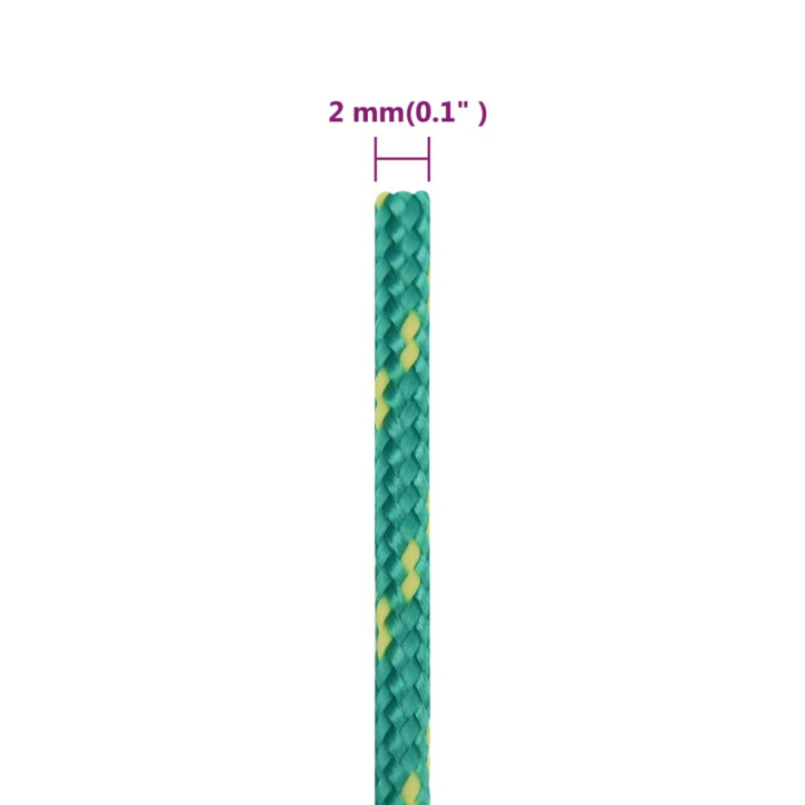 Valties virvė, žalios spalvos, 2mm, 250m, polipropilenas