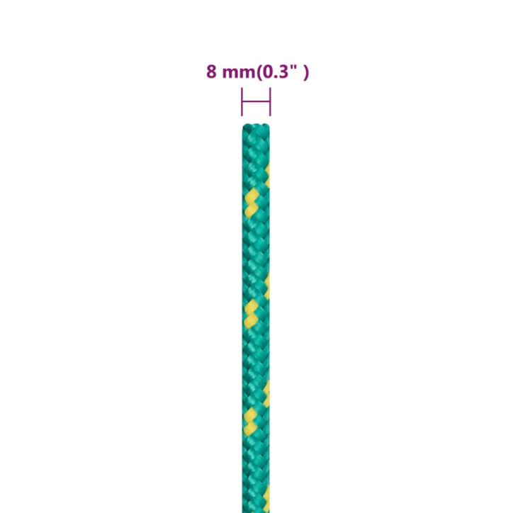 Valties virvė, žalios spalvos, 8mm, 25m, polipropilenas