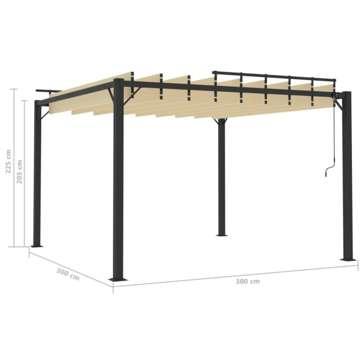 Pavėsinė su žaliuzių stogu, kreminė, 3x3m, audinys/aliuminis