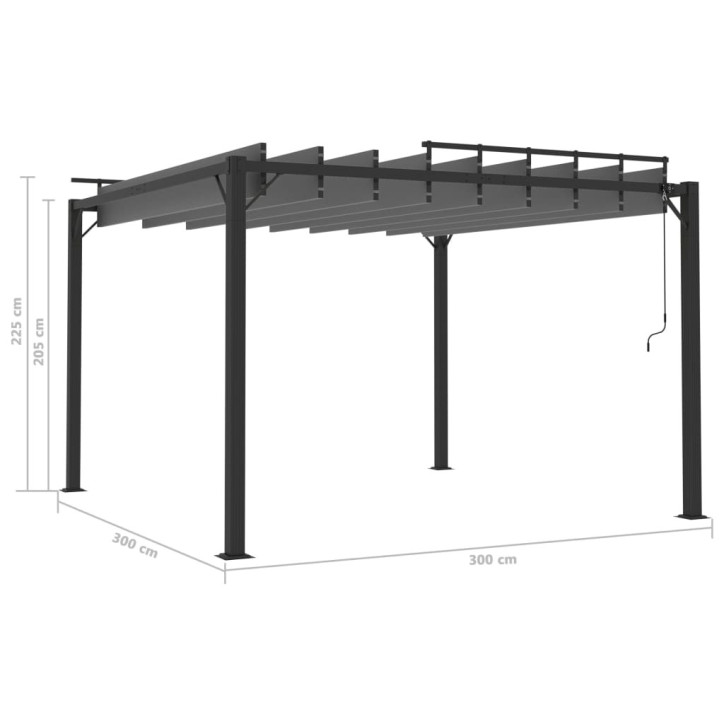 Pavėsinė su žaliuzių stogu, antracito, 3x3m, audinys/aliuminis