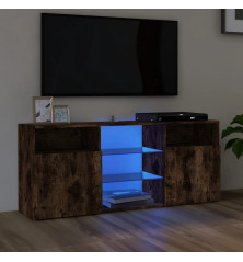 TV spintelė su LED apšvietimu, dūminio ąžuolo, 120x30x50cm