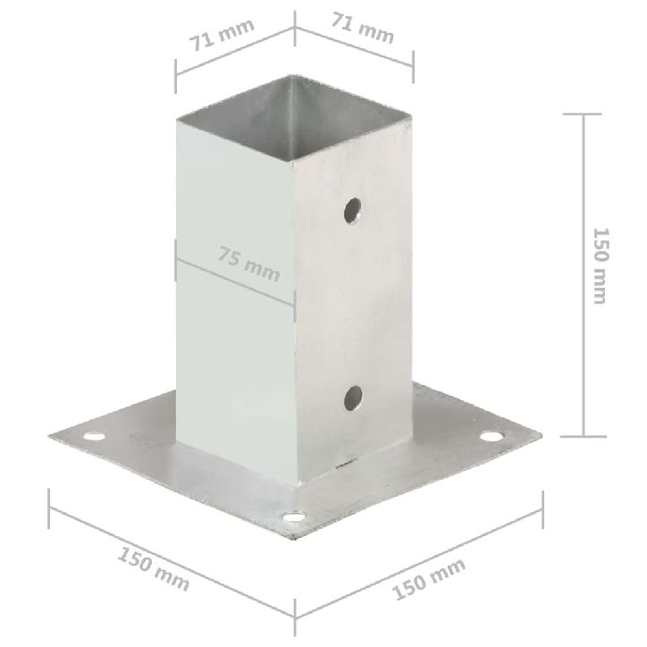 Stulpų pagrindai, 4vnt., galvanizuotas metalas, 71mm