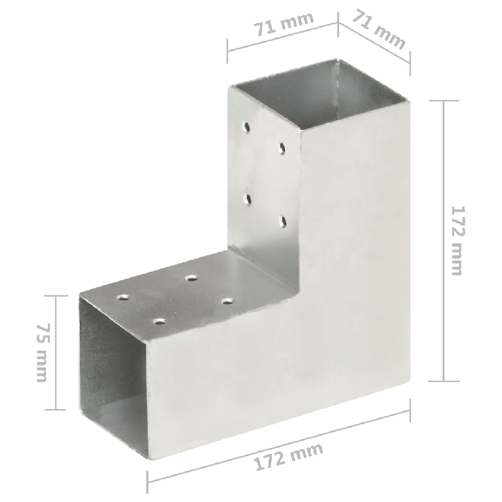 Stulpo sujungimas, 71x71mm, galvanizuotas metalas, L formos