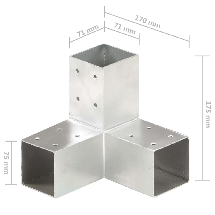 Stulpo sujungimas, 71x71mm, galvanizuotas metalas, Y formos