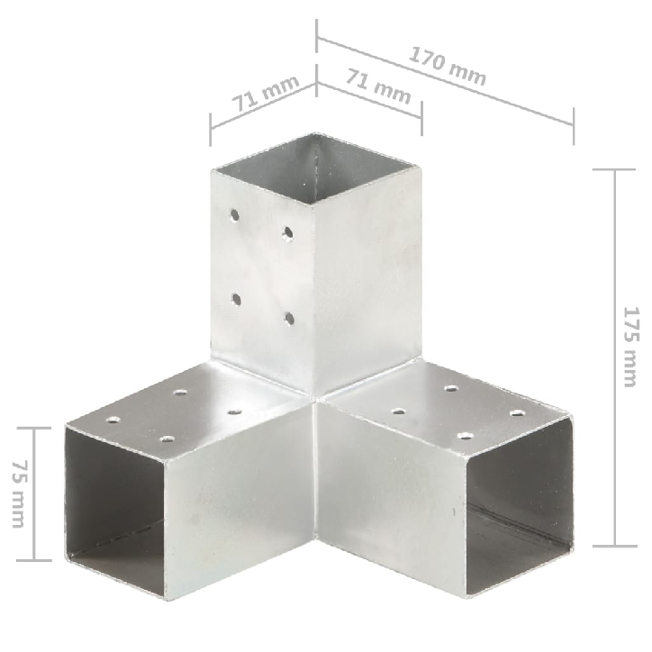 Stulpų sujungimai, 4vnt., 71x71mm, metalas, Y formos